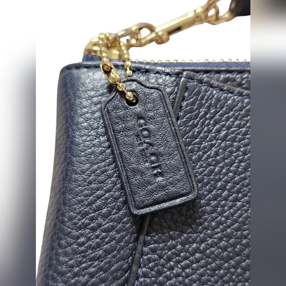 Coach Morgan Pebbled Leather Clutch In Midnight And Gold. New With Out Tags - Picture 3 of 6